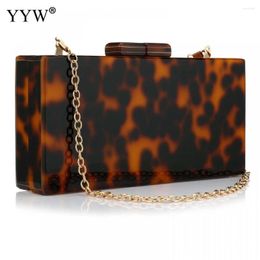 Evening Bags Acrylic Bag For Women Box Leopard Print Rectangular 2024 Summer Trendy Crossbody Party Clutch