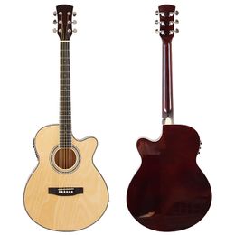 Thin Body Acoustic Electric Guitar Beginner Guitar with Free Gig Bag Free String Black Natural Sunburst White Color