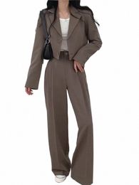 pants Set Womens Casual Short Blazer Two Piece Sets Girl Outifits New Pure Colour Office Wear Fi Pantsuit Plus Size Spring 91h6#