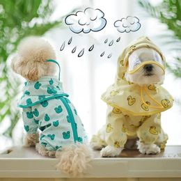 Dog Apparel Raincoat Waterproof Jumpsuit Cute Cartoon Rainwear Poodle Bichon Schnauzer Pomeranian Yorkshire Clothes Pet Clothing