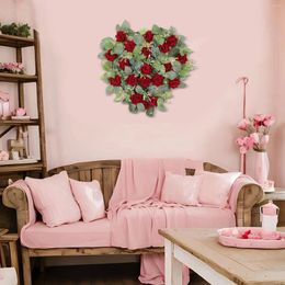 Decorative Flowers Valentines Wreath Adornment Day Heart Shaped Artificial Flower For Tree Bedroom Living Room Wall Decor