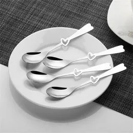 Coffee Scoops Heart-shaped Spoon Fork Easy Cleaning Machine Throwing Cute Stirring Scoop Round Finely Polished Stainless Steel 410 12g