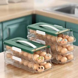 Storage Bottles Drawer Type Fridge Egg Box Refrigerator Automatic Scrolling Kitchen Organizer Home Organizers Airtight Containers Food
