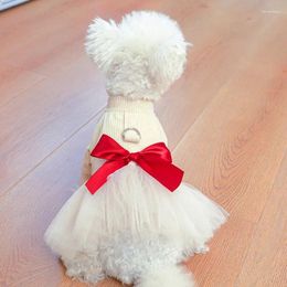 Dog Apparel Fashion Winter Bowknot Dress For Pet Dogs Luxury Lace Clothes Chihuahua Yorkies Shih Tzu Maltese Poodle Puppy Coat Dropship