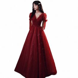 red Lg Elegant Evening Dres V-Neck Tulle Sequins Party Gowns 2023 Beads Prom Party Wear For Wedding A-Line Woman Vestidos e0nX#