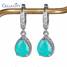 Dangle Earrings Cellacity Top Qualtiy Emerald Drop With 7 9mm Water Shape Gemstone Silver 925 Jewellery Fine Daing Gift