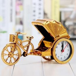 Classical Retro Creative Rickshaw Shaped Desktop Decoration Alarm Clock Student Kids Bedside Clock Cute Child Alarm Clock 240326