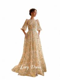 lucy Ball Gown Floral Fabric Party Dr Round Neck Line A Evening Elegant Dres for Women Wedding Prom Formal Luxury 2024 r26p#