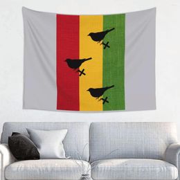 Tapestries Ajaxs 3 Little Birds Tapestry Wall Hanging For Living Room Custom Hippie Flag Decor