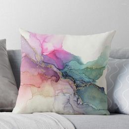 Pillow Abstract Coral Turquoise Gold Ink Painting On Canvas Throw Covers For Pillows Luxury