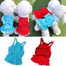 Dog Apparel Pet Princess Dress Bowknot Suspender Soft Comfortable Eye-catching Puppy Thin Skirt Clothes Sling