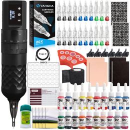 Professional Wireless Tattoo Machine Pen Kit Coreless Motor Rotary Set for Beginner and Artist Makeup Body Art 240327