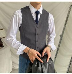 Men's Vests Grey Formal Vest Waistcoat Business Jacket Steampunk For Men Victorian Style Husband Male Wedding Clothings