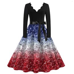 Casual Dresses Women'S Valentine'S Day Print V-Neck Pullover High Waist Long Sleeve Dress Korean Reviews Many Clothes Elegant And Pretty