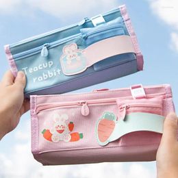 Storage Bags Cute Canvas Ins Pencil Case Japanese Primary School Girls Middle Students Stationery 2024 Box