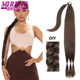 Ponytails Ponytails 34inches Synthetic Long Braided Ponytail Hair Dark Brown Pigtails Hair with Elastic Band Braid Chignon tail for Women