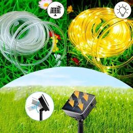 33ft Solar Waterproof Light Garland Rope String Lamp LED Outdoor Garden Copper Wire Fairy Light Festive Christmas Wedding Party Decor