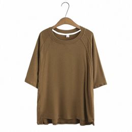 plus Size Women T-Shirt 2023 Summer Raglan Sleeve Ice Cool Tops Loose Tees Oversized Curve Clothes C21-3025 i3Qg#