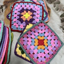 Table Mats Original Hand-crocheted 16cm Placemat Multicolor Square DIY Bag Accessories Pet Clothing Patch Home Decoration 10PCS