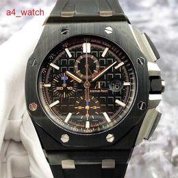 Celebrity AP Wrist Watch Royal Oak Offshore Series 26405CE Black Ceramic Mens Watch Blue Needle Timing Mechanical Watch 44mm