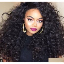 Lace Wigs 300 High Density Deep Curly Front Glueless Fl Human Hair With Baby For Black Women7808019 Drop Delivery Products Otxr8