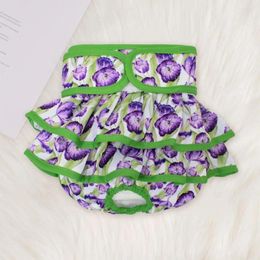 Dog Apparel Soft Comfortable Diapers Washable Pet Menstrual Pants For Dogs Cats Flower Pattern With Fastener Tape Small