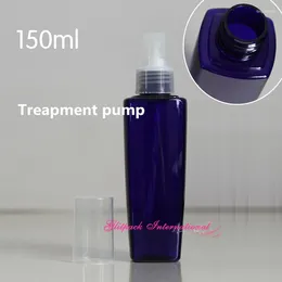 Storage Bottles 30pcs/lot 150ml Square Bottom Oval PET Blue Thickened Plastic Cosmetic Empty Atomizer Bottle Refillable Treatment Pump