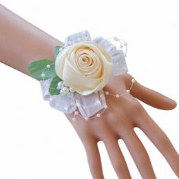 boutniere And Wrist Corsage Wedding Accories Bride Multi Colour Ribb Rose Bract Diamd Buckle Best Friend Hand Fr y4fv#