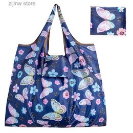 Other Home Storage Organization Foldable Shopping Bag Reusable Travel Grocery Bag EcoFriendly Cute Butterfly Printing Portable Supermarket Tote Shopping Bag Y24