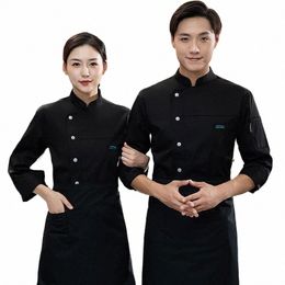 hotel Western Restaurant Chef Overalls White Lg-Sleeved Barbecue Shop Bakery Dining Kitchen Autumn And Winter Chef Uniform Men i25N#