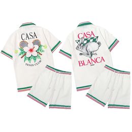 Casablanc 22ss Designer Camisas Masao San Imprimir Mens Casual Mulheres Soltas Seda Casablacnca Camisa Mangas Curtas T-shirt de Alta Qualidade Tees