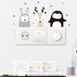 Window Stickers /set Boho Colour Cute Smile Cartoon Animals Switch For Wall Kids Room Baby Nursery Decals Stars Home Decor