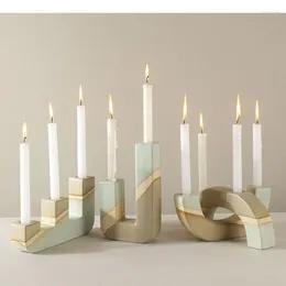 Candle Holders Creative Geometry Holder Ornaments Minimalism Ceramic Candlestick Desk Decoration Wax Melt Burner Home Aroma Container