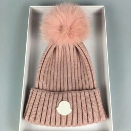Caps Top Designer Winter Knitted Beanie Woollen Hat Women Chunky Knit Thick Warm faux fur pom Beanies Hats Female Bonnet Beanie Caps 11