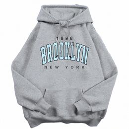 1898 Brooklyn New York Hoodies Women Casual Fi Sport Hoody Fleece Warm Street Unisex Pullovers Harajuku Trend Basic Hooded 98pD#