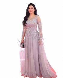 oisslec Saudi Arabia Women Celebrity Carpet Dres Sheer Crew Neck Prom Dr Lace Applique Lg Sleeves Tulle Evening Gowns 40El#