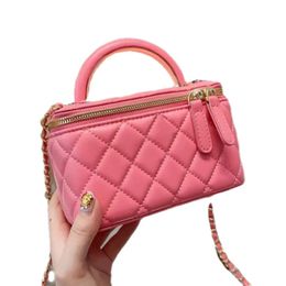 High quality luxury Fashion design Ladies Classic Mini Makeup Bag Leather material hardware original chain casual all-in-one crossbody bag