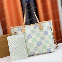 24 Early spring new Colour Pink green New Neverfulll Tote Designer Tote with Purse Stylish Leather handlebag High Luxury Classic Floral plaid Shoulder bag