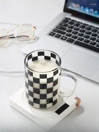 Wine Glasses Black And White Checkerboard Summer High-value Water Cups Ins Style High-end Sense Of