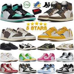 Top Qualität 2024 mit Box Jumpman 1 Basketballschuhe 1s Authentic Low Reverse Mocha Ts x Black Phantom Bred Herren Damen Trainer Turnschuhe Große Größe 13