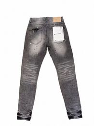 viola marca denim jeans uomo distred streetwear fi slim vernice graffiti danneggiato strappato hip hop jeans pantaloni D3uj #