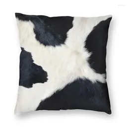 Pillow Black And White Cow Hide Covers Sofa Decoration Simulated Cowhide Textured Square Throw Case 45x45cm