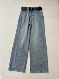 Women's Jeans Stretch Wide Leg Waistband Design Casual Fashion 2024 Summer 1218