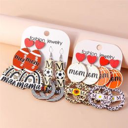 Dangle Earrings Aihua Wood Leopard Sports Mom For Women Softball Basketball Baseball Mama Necklace Mother's Day Jewelry Gifts