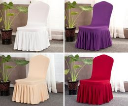 17 color Pleated Skirt ChairCover Party Decoration Wedding Banquet Chair Protector Slipcover Elastic Spandex Chairs Covers party 2903465