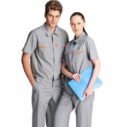 worker Clothing Set Male/female Workshop Factory Uniforms Summer Breathable Short-sleeved Coveralls Suit Dust-proof Shot Sleeves k5M8#