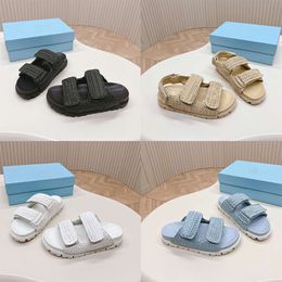 New Women Flat Sandals Designer Espadrilles Slippers Leather Platform Summer Beach Sandal Casual Shoes 541