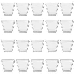 Disposable Cups Straws 100PCS 60ML Transparent Dessert Grade Plastic Cup Trapezoid Square Hard Portion Food