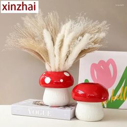 Vases BoyouMushroom Shape Ceramic Vase Dried Flower Pampas Grass Living Room Home Decoration Accessories Tabletop Storage Holder