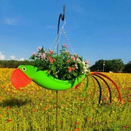 Planters Flower Pots Planters 1 Set Flower Pot Exquisite Shape Rustproof Metal Colourful Flying Parrot Flower Pot Hanging Planter